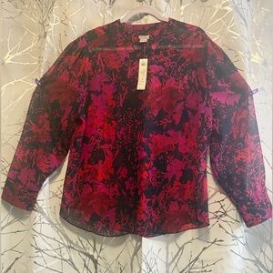 Chico’s Floral Blouse in Vibrant Pink and Purple